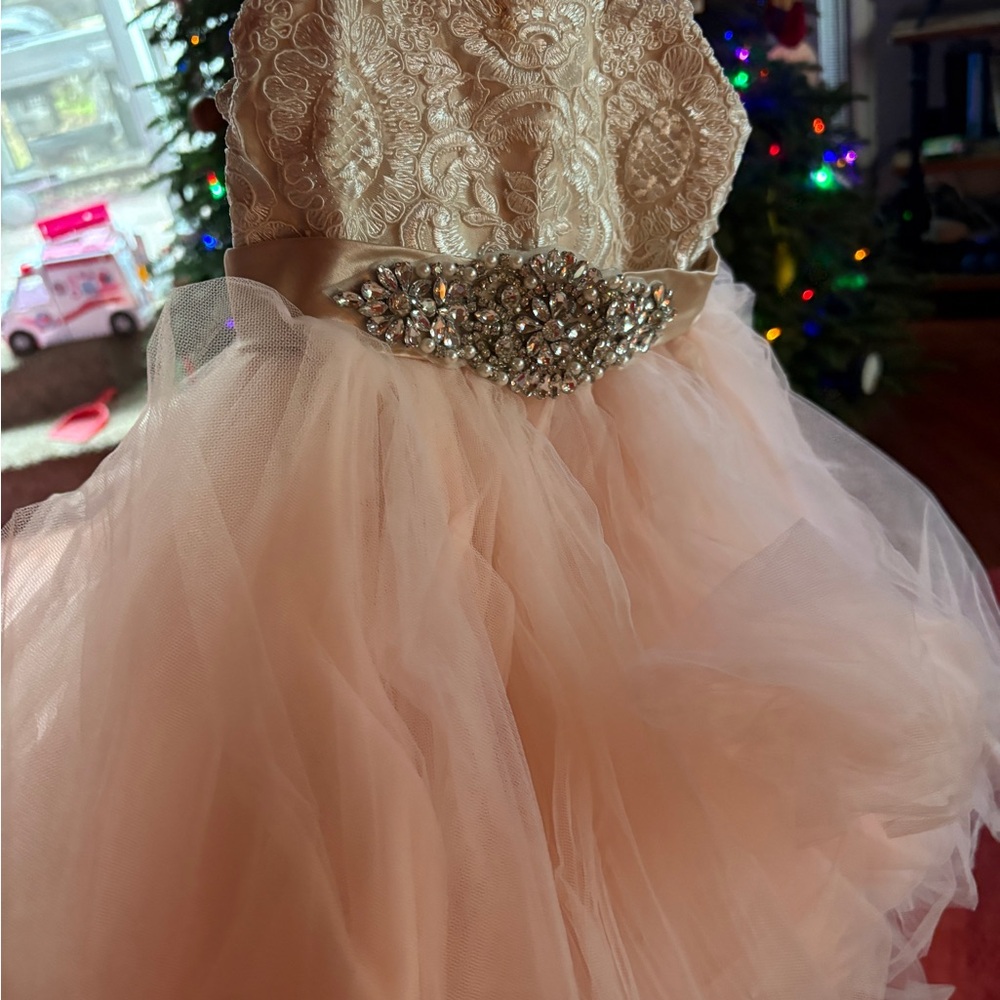 Elegant Cream Lace Kids Formal Dress